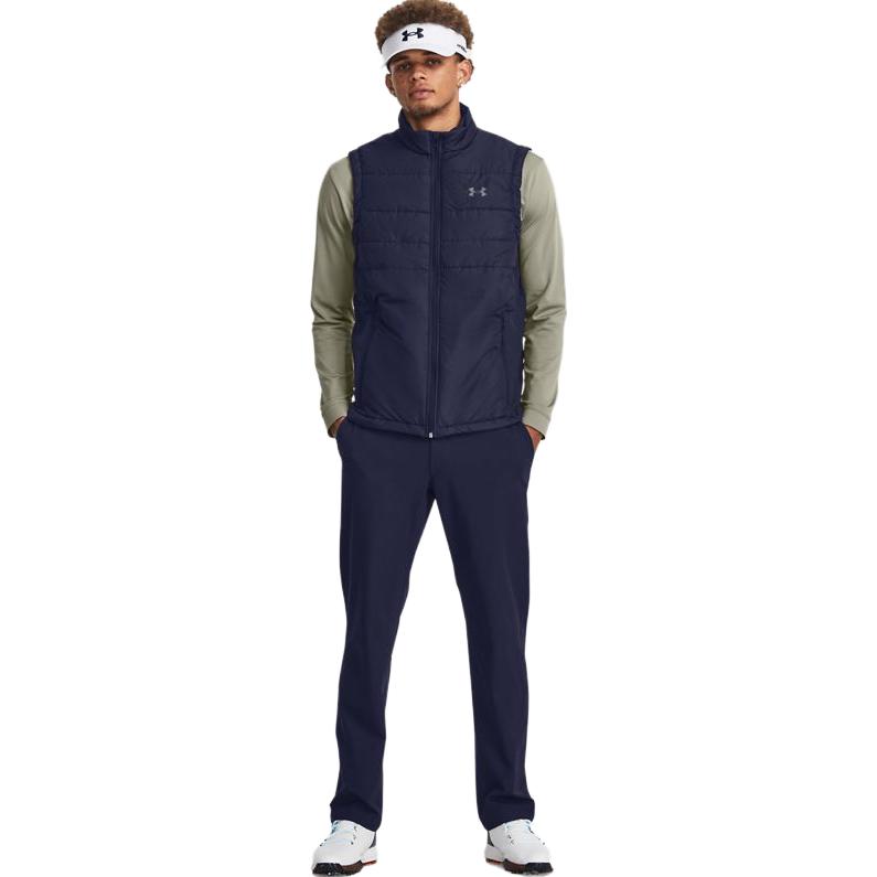Under Armour Chaleco para Hombre de Color Sólido con Cuello Mao y Bolsillo con Cremallera Azul Marino 1378497-410