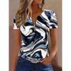 Women's Elegant Marbled Zip Short Sleeve T-Shirt