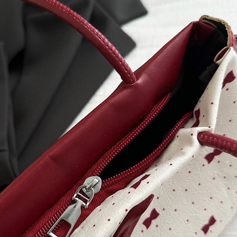 Women's Bag Sweet Style High End Underarm Bag Bow Print Commuter Bag Fashionable Single Shoulder Handbag Trendy Cute Small Bag