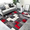 Abstrakter Teppich mit Textur und Farbblöcken, Rot, Schwarz, Weiß, Grau, Geometrisches Muster, Große Fläche, für Modernes Wohnzimmer