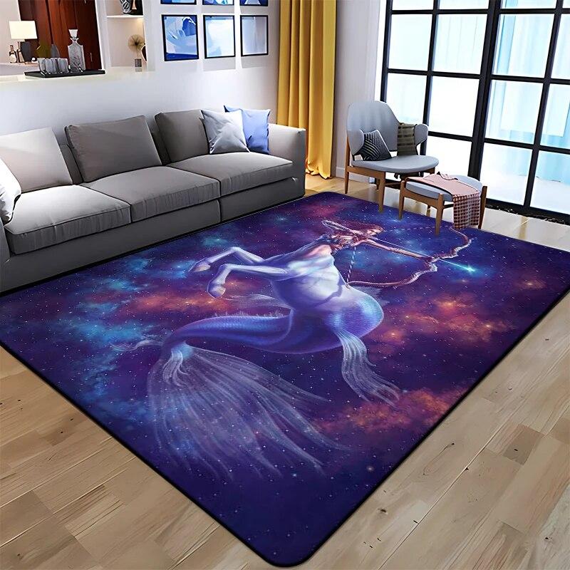 Twelve Constellations Printed Carpet Household Rug Children's Room Living Room Chair Bedside Modern Simple Floor Mat Kawaii Rug