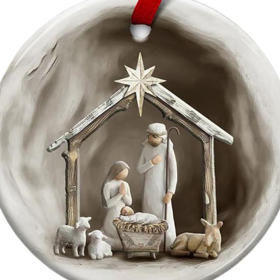 Nativity Scene Christmas Ornaments The Birth of Jesus Christmas Tree Ornaments Religious Holy Family Decor for Christian Gifts