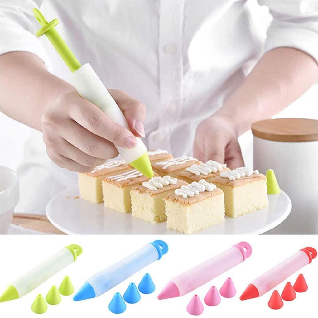 4 Pieces Writing Pen Cake Desserts Decorating Pens Bread DIY Baking Nozzle Tool Kitchen Accessory Professional Bakery