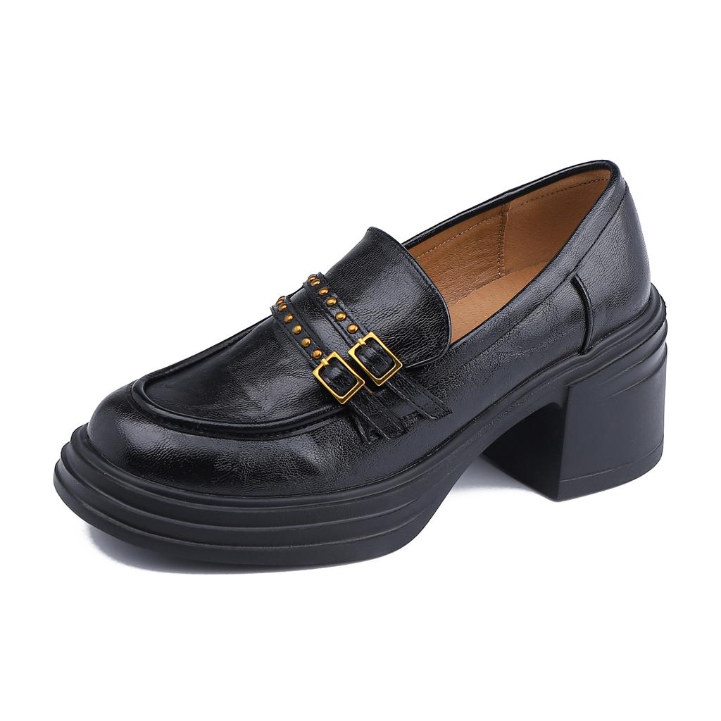 British style retro small leather shoes, high-end versatile women's outerwear loafers women's comfortable soft-soled college style uniform shoes
