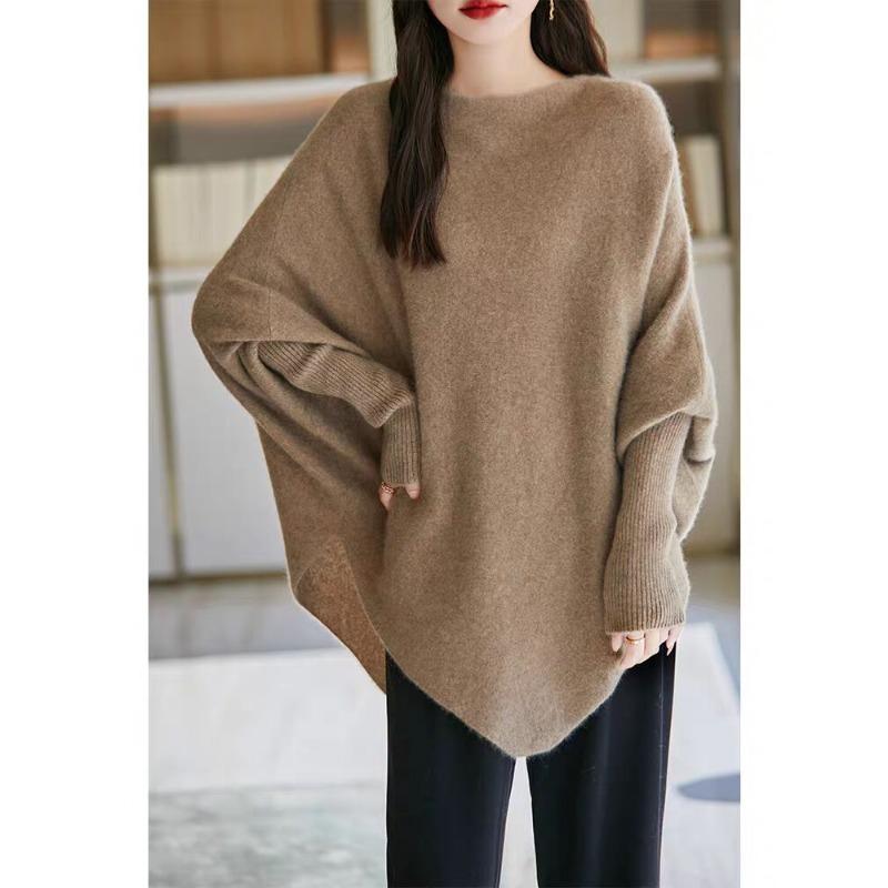 DIMANAF 2025 Autumn Winter Women Sweaters Pullover Tops Knitted Basic Tees Sweater Bat Sleeve Loose