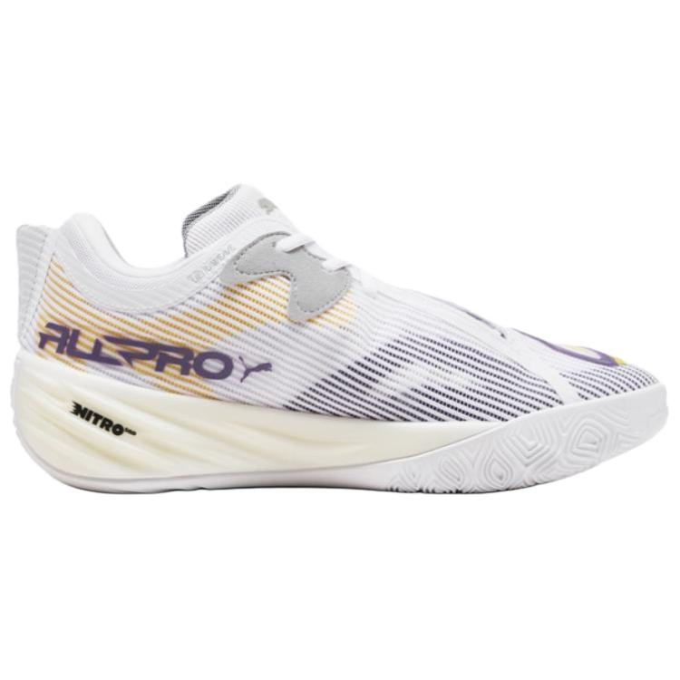 Puma All-Pro Nitro 2 Comfortable Durable Breathable Support Anti-Twist Low-Top Basketball Shoes Unisex Sneaker White 312307-02