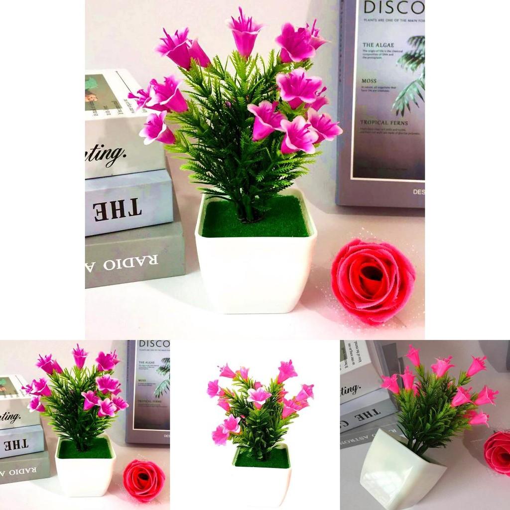 Artificial Lily Plant Set With Plastic Pot For Home Decor And Office Display