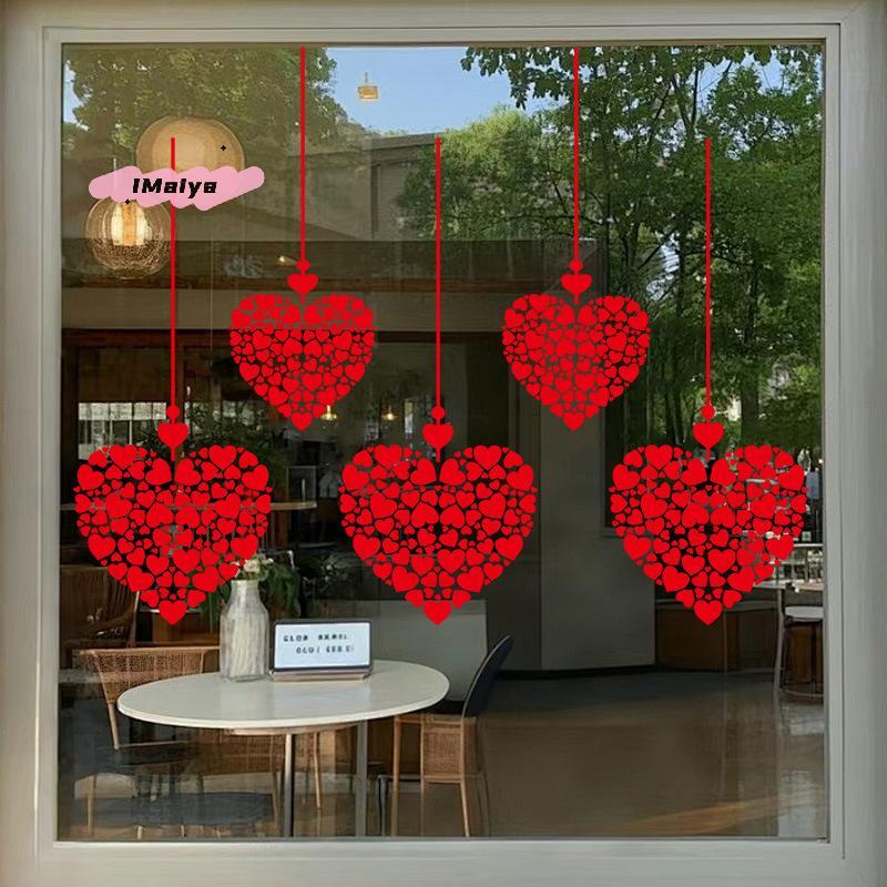 M-1pcs Valentine's Day Atmosphere Decorative Stickers,Heart-shaped Stickers For Glass Windows And Display Windows, Shop Stickers