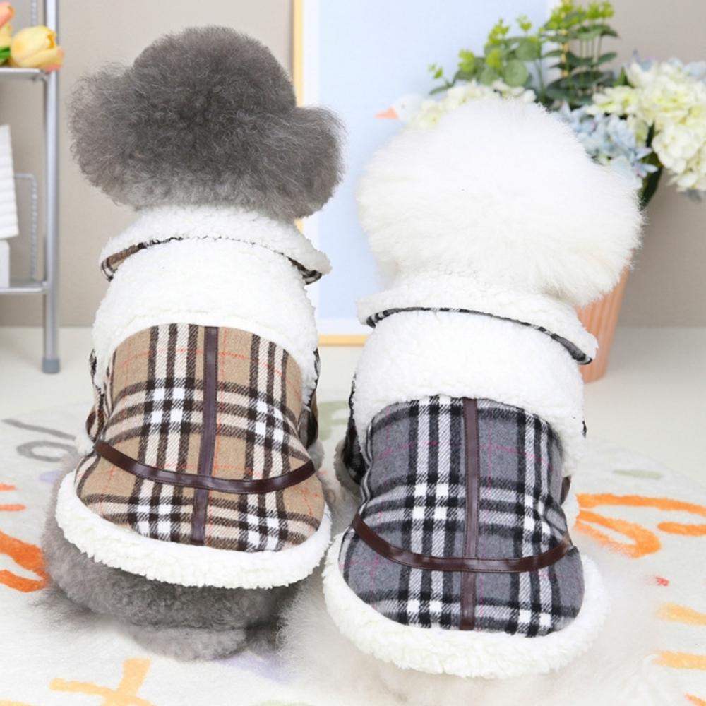 Koreanische Karo-Fleece Hunde-Winterjacke – Warmer Sherpa-Plaid-Mantel (S~XXL)