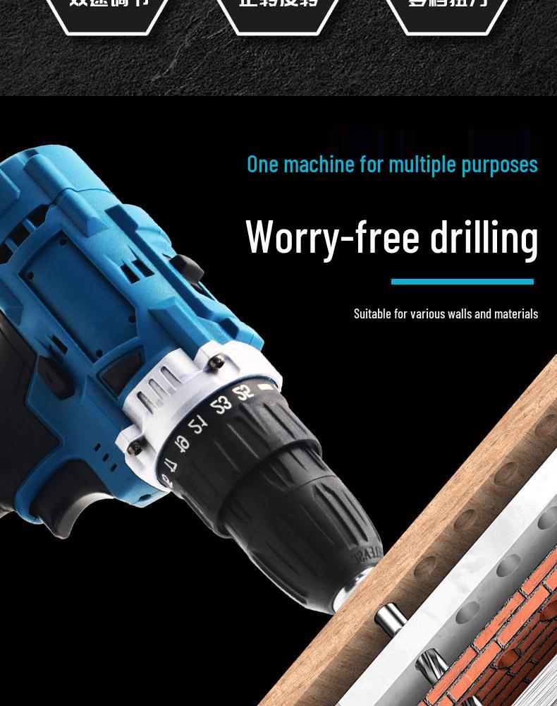 21V Handheld 10mm Lithium Cordless Drill Set - High Power Multi-Function Electric Tool