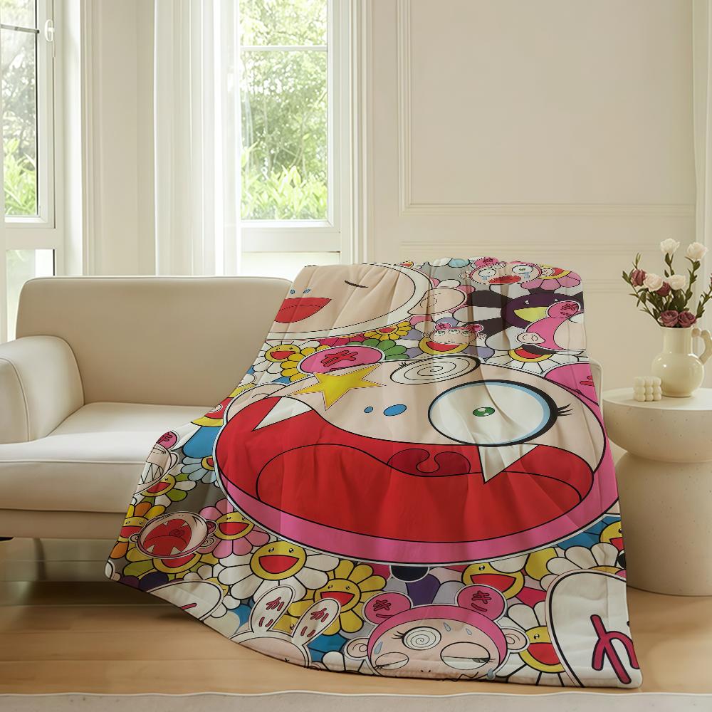 Modedruck M Murakami T Takashi Decke Für Sofa Büro Bett Flugzeug Reise Schlafen Lesen Entspannen Camping Weich Und Warm