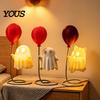 Balloon Ghost Figurine Cute with Balloon, Warm LED Night Light, Halloween Spooky Ornament Decoration for Bedroom Desk Table Centerpiece Cozy