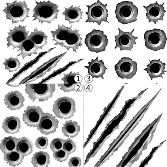 Waterproof Car Styling Shothole Scratch 3D Fake Car Funny Helmet Sticker Decals