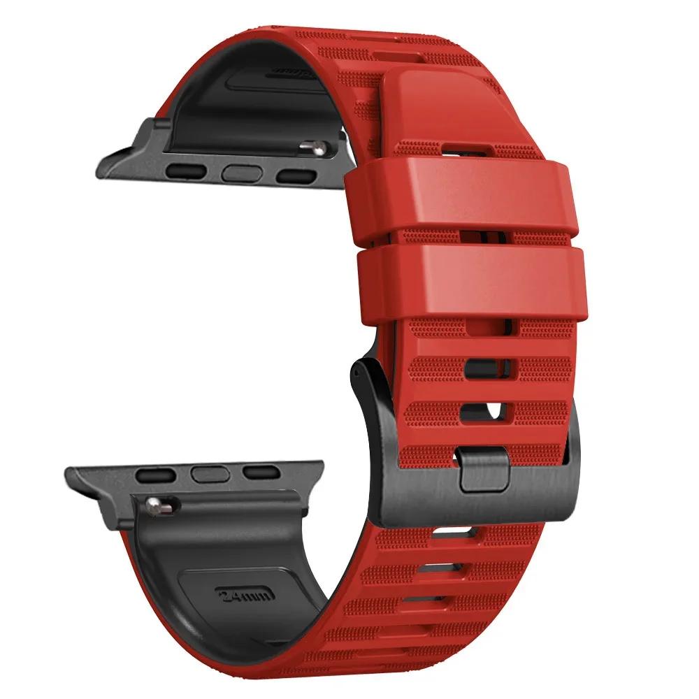 

Спортивний силіконовий ремінець для Apple Watch Ultra 2 49 мм Браслет для зап ястя для Apple Watch Series 9 8 7 SE 6 45 мм 44 мм 42 мм Аксесуар 42mm 44 mm 45mm 49mm червоний колір чорний