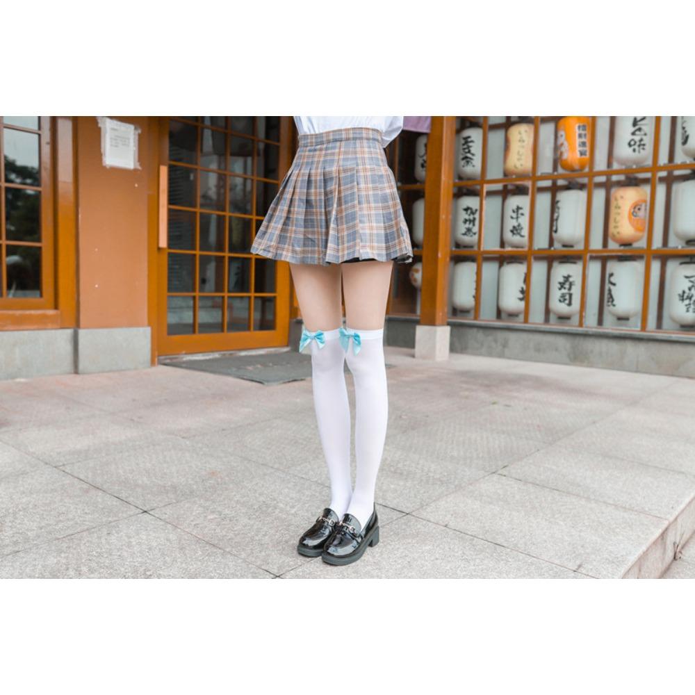 Japanese Long Tube Lolita Stockings, Bow White Sexy Women's Thigh Socks, Velvet High Stockings