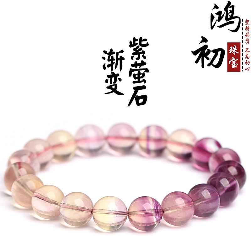 

Hongchu Crystal Natural Gradient Purple Fluorite Bracelet Purple Fluorite Unicorn Bead Bracelet Scattered beads about8~8.8mm/Strip