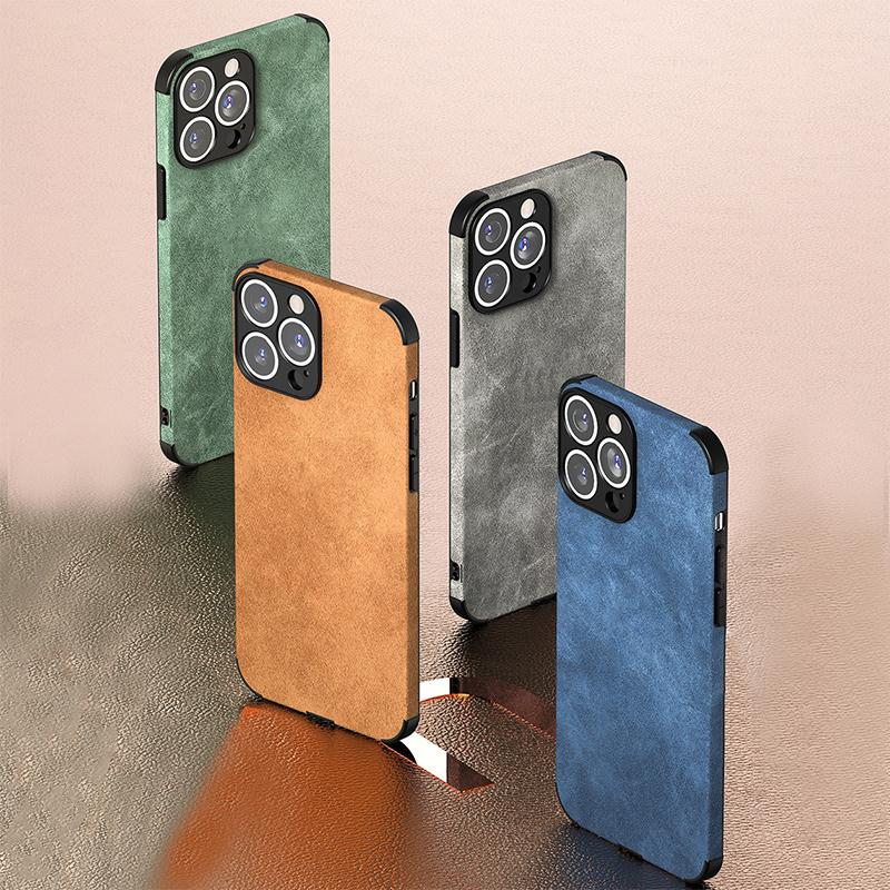 For Iphone 13 Pro Max Lambskin Leather Case For Iphone 14 13 12 11 Pro Max Xr Xs X 14pro Soft Silicone Shockproof Phone Cover