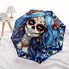 Day of the Dead Sugar Skull Stained Wall ArtUmbrella, Portable 3-Fold Compact Umbrella,Christmas Gift ES666