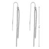 1 Pair Trend Rhinestone Long Tassel Drop Earrings Silver Color Crystal Chain Drop Earrings Shiny Bling Earring Jewelry Women