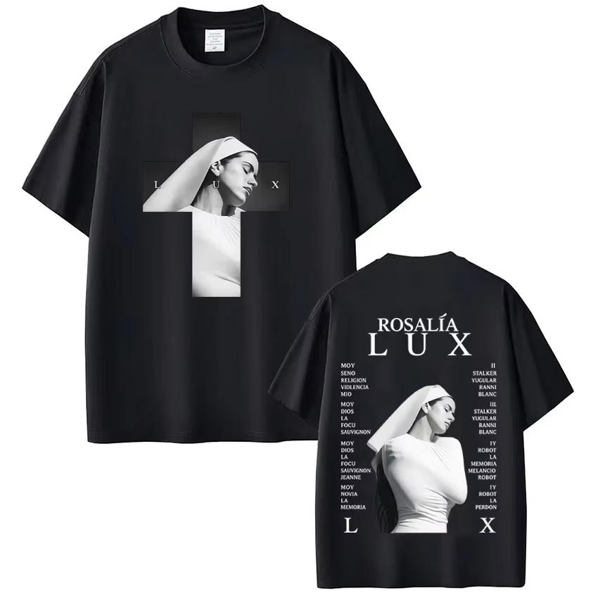 Singer Rosalia Lux 2026 Album Tour Print T Shirts Unisex Unisex Fashion Casual Cotton Vintage Oversized Aesthetic Trendy TShirt