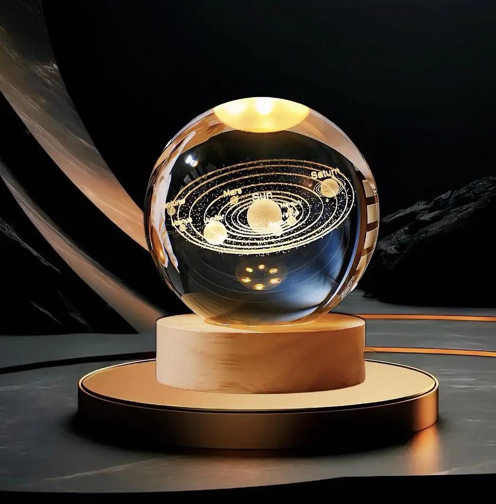 2025 New Bedroom Bedside Table Decoration For Friends Couples Heartfelt Gifts Creative 3D Luminous Crystal Ball LED Night Light