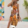 Women s Plus Size Sleeveless U Neck Tank Dress Halloween Panda Ghost Printed Side Slit Curved Hem