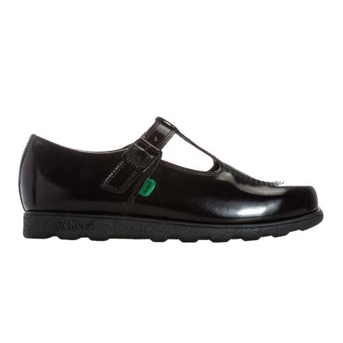Kickers Donna Fragma Mary Jane con T-Bar in Pelle Verniciata cm nero