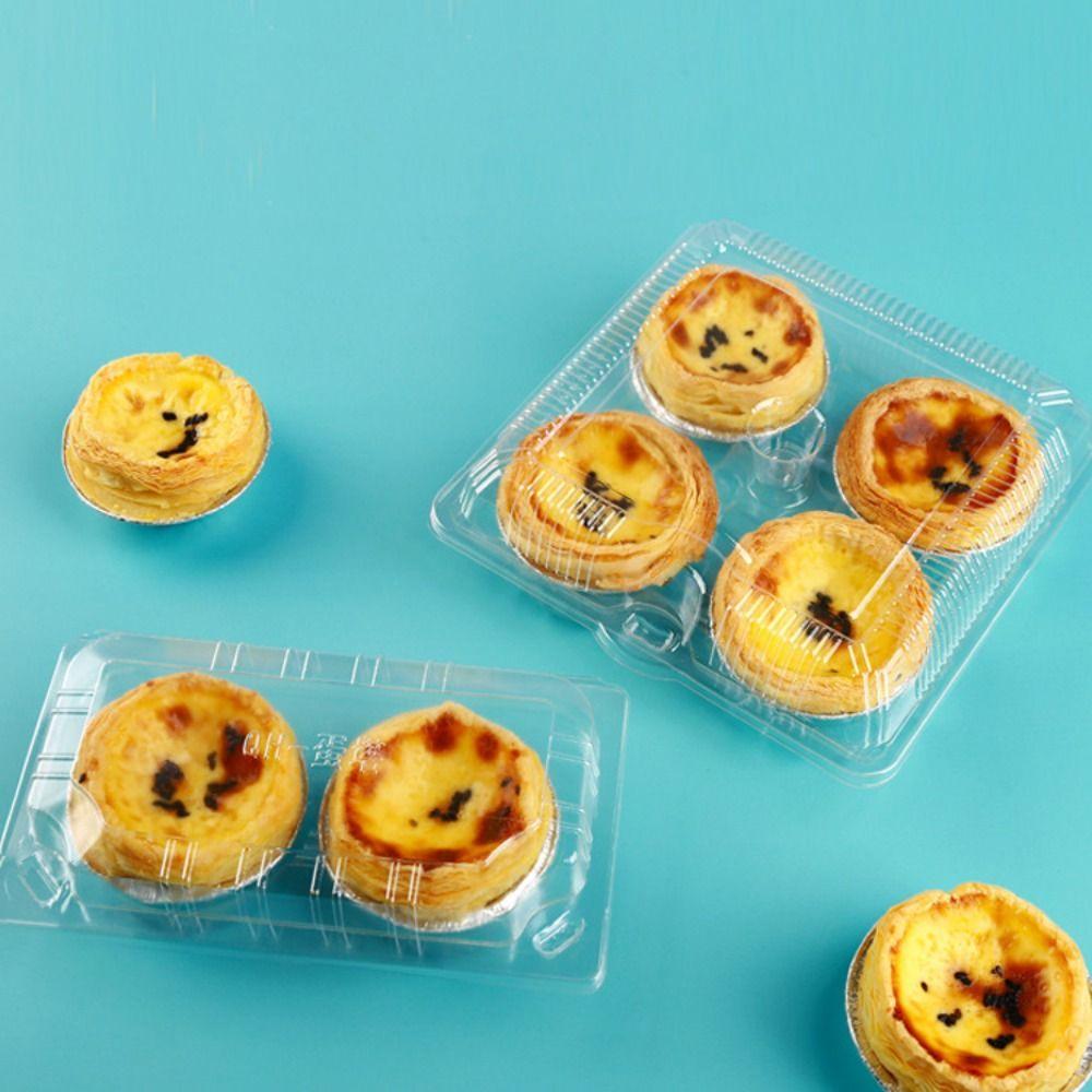 100pcs Disposable Portuguese Egg Tart Paaging Box Plastic Baking Cake Case  Kitchen Cooking Tools