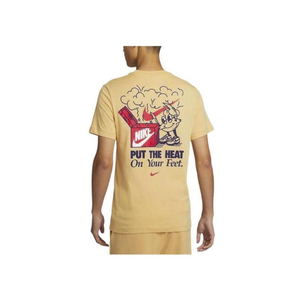 Nike Pattern Print Crew Neck Slim Fit Short Sleeve T-Shirt Men Tops Yellow FV3755-252