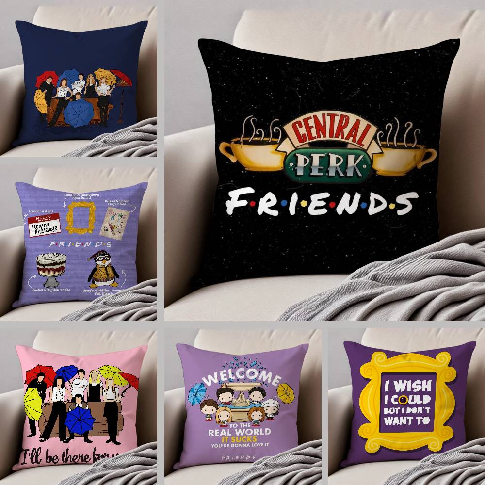 Klassische TV-Shows Friends-Berühmter Kissenbezug Milbenabweisender Kissenbezug Verdeckter Reißverschluss Seidiger Kurzplüsch Sofakissenbezug