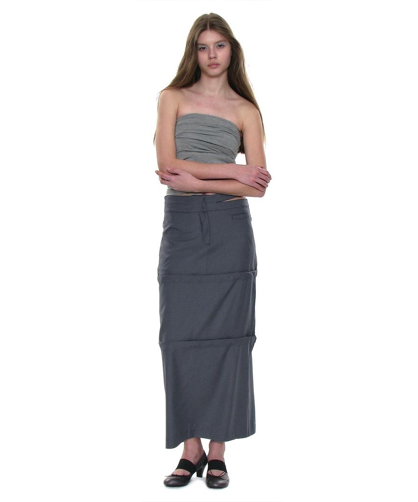 Partimento Woman Multiway Double Waist Transform Skirt_Charcoal