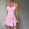Sexy Beauty Back One-Piece Tennis Skirt With Chest Pad Anti-Light Lining Fake Two-Piece Yoga Fitness Skirt