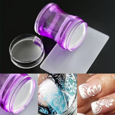 Kit per timbri per nail art trasparenti in silicone francese per piastra manicure timbro polacco stencil template raschietto per timbro sigillo