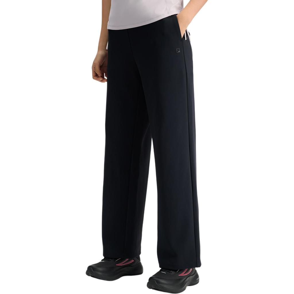 Fila Fashion Simple Versatile Knitted Straight Leg Casual Pants Women Bottoms Deep-Black A11W511612FBK