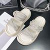 New rhinestone cool slippers in summer, women wear versatile fairy style thick-soled muffin shoes to increase height