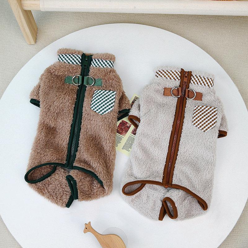 Towable Pet Jumpsuit with Buckle Winter Warm Puppy Dog Suit Clothes for Small Dogs Yorkshire Shih Tzu Overalls mascotas Clothing