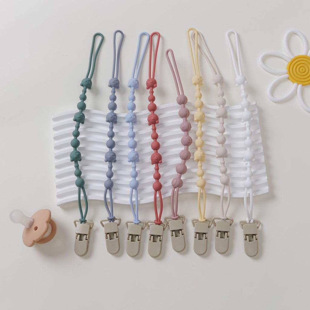 Clip per Ciuccio in Silicone Rilassante per Bambini Cordino Morbido Flessibile per Ciuccio con Clip Anti-perdita Dentizione per Passeggino Giocattolo da Masticare per Neonato