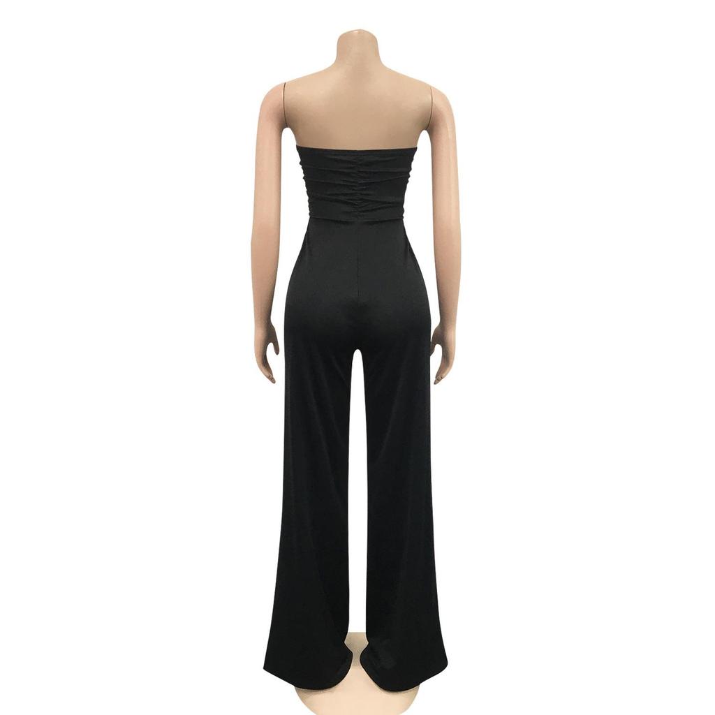 Women’s Sexy Bandeau Jumpsuit with Wide-Leg Pants - European and American New Fashion
