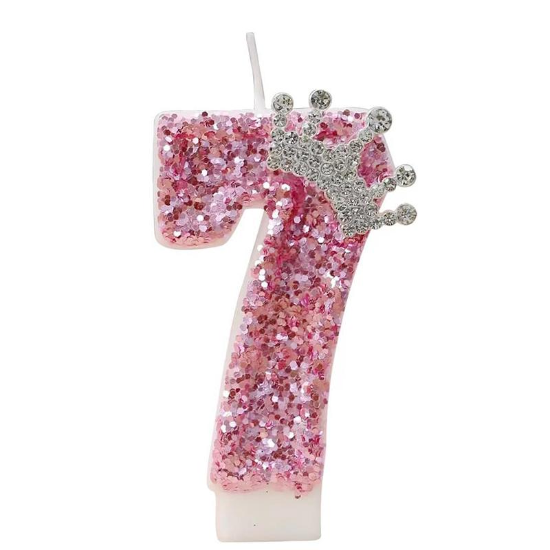 Cake Numeral Candles Birthday Candle Pink Colour Creative Candle Princess Crown Girl Happy Birthday Party Decoration