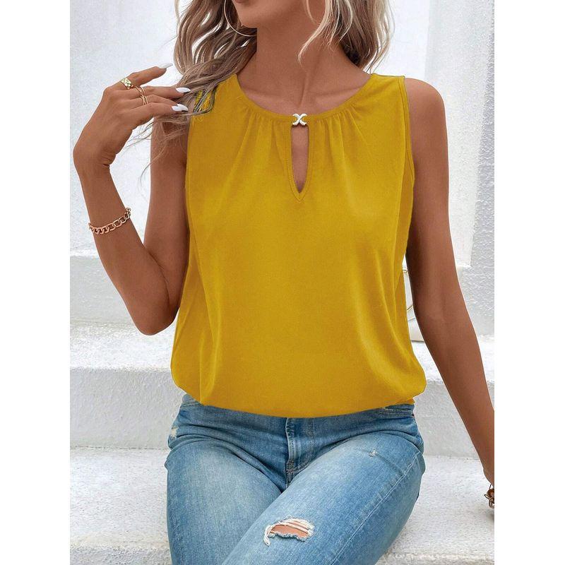 

Топ с круглым вырезом, без рукавов, с вырезами, женский, с круглым вырезом, с вырезами, без рукавов Yellow S