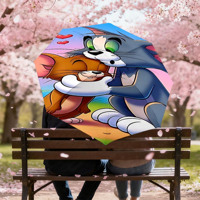 1PC Tom and Jerry Umbrella-8-Rib Reinforced, Automatic Open, Lightweight & Durable, Cute Fashion Accessory for Outdoor, D2681