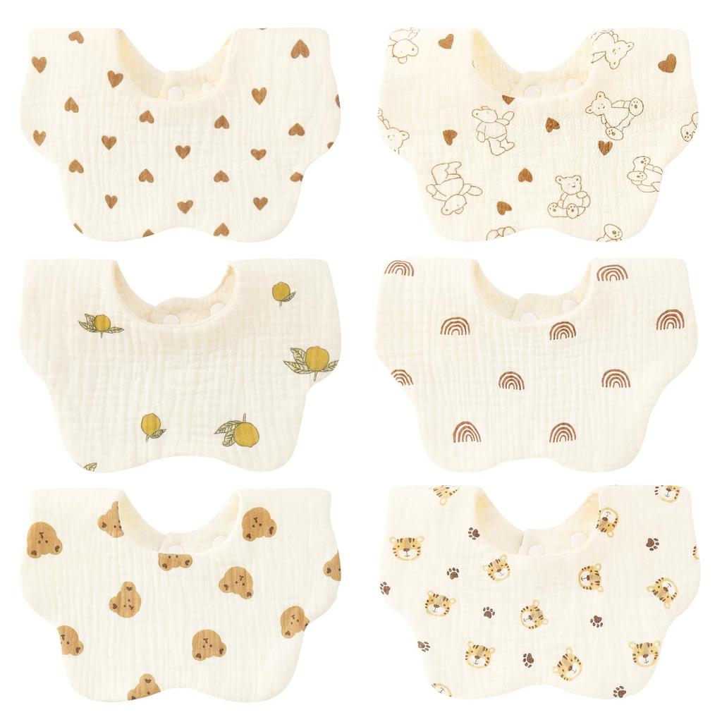 Comfort U Baby Set of for Boys and Snap Adjustable Baby Mealtime Perfect for Baby Prep for and School Entrance Bibs, Petal-Shaped, 6, Girls, 100%