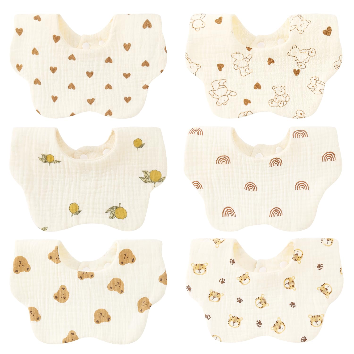 

Comfort U Набор для малышей для мальчиков и регулируемый на кнопках детский слюнявчик для кормления, идеально подходящий для подготовки к детскому саду и школе, 6 шт., для девочек, 100% бежевый