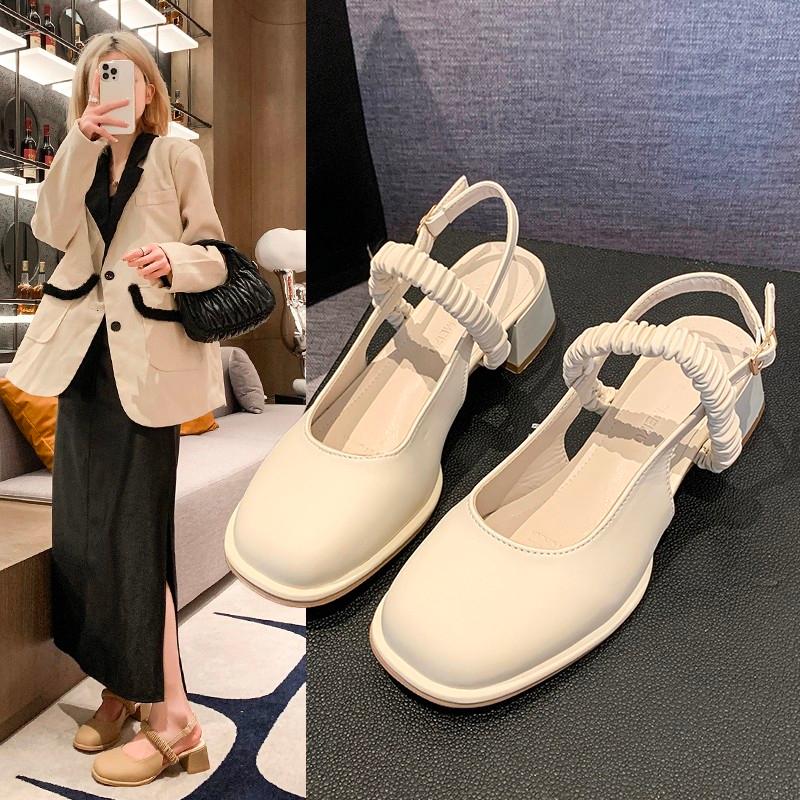 Damen High Heels Elegant Eckige Zehenpartie Schwarze High Heels Modische Dicke Absätze Hochzeitsparty Sandalen