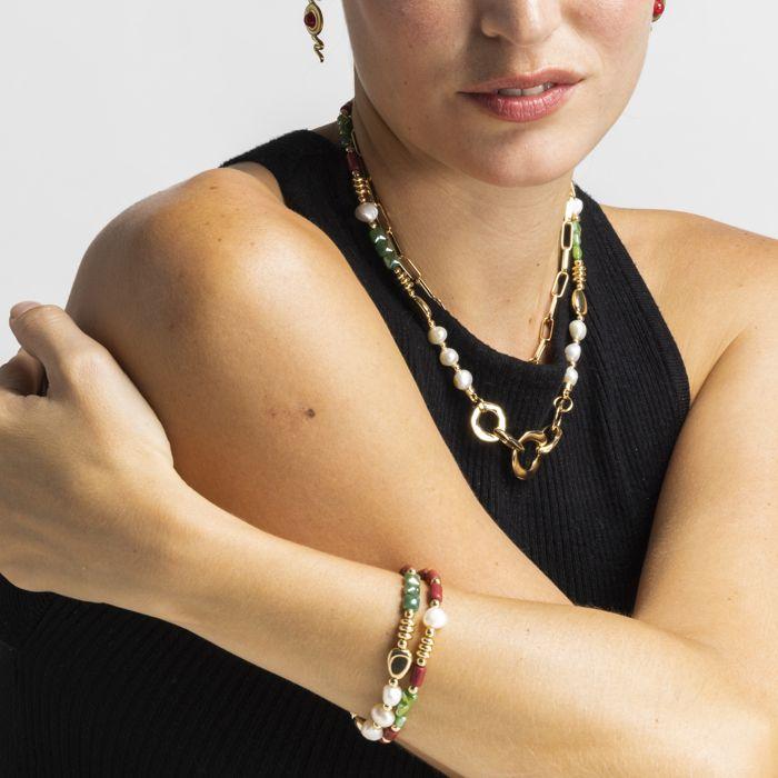 Bracelet - Luxenter - Kany - finition or jaune 18k - Perle blanche - Élastique 14,5 mm