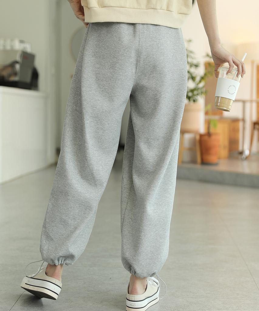 Ppaeppae String Banding Three Pintuck Hem Adjustment Jogger Wide Balloon Training Pants