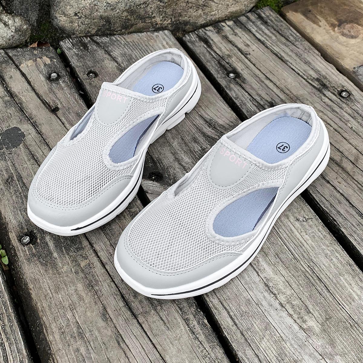 

Модные женские тапочки Летние мягкие и удобные тапочки Дышащие Нескользящие женские спортивные туфли Модные балетки 42 серый