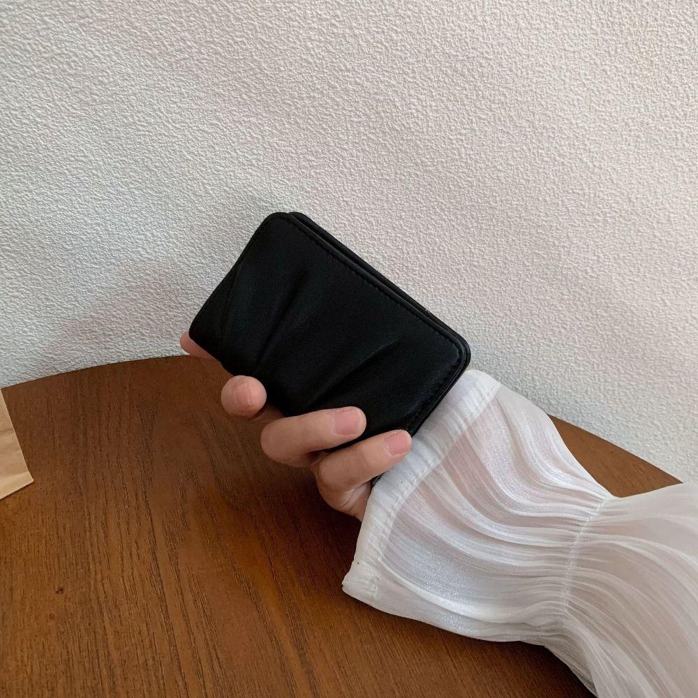 Multiple Card Slots Foldable Wallet Korean Style Wrinkled Card Holder Mini Coin Purse  Girls