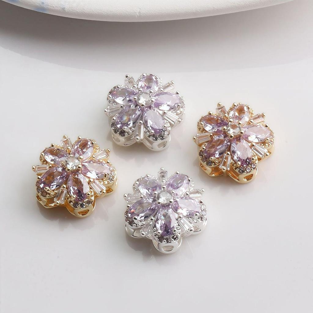 14K Gold-Filled Color-Stable Zircon Flower Spacer Beads for DIY Jewelry