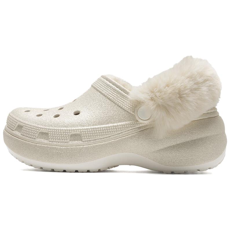 Crocs Cls Platform Подкладка Блеск Мягкие Удобные Сабо Женские сабо Белый 211922-0WV 34-35